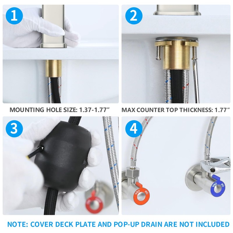HANLIAN Single Hole Bathroom Pull Out Faucet with Rotating Spout,