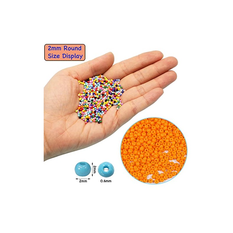 Bala&Fillic 2mm Round Size Seed Beads 9500pcs/100 Grams in Bag
