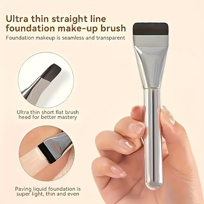 2Pcs Ultra Thin Foundation Brush, Flat Makeup Brush for Face