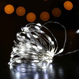 Solar Fairy Lights, 39Ft 100 LED Waterproof Copper Wire Firefly Lights, with 8 Modes , Starry String Lights for Wedding Indoor Outdoor Christmas Garden Decoration (White)
