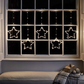 Lights4fun Christmas Indoor Star Curtain Window Light Decoration with 100 LEDs Plug in