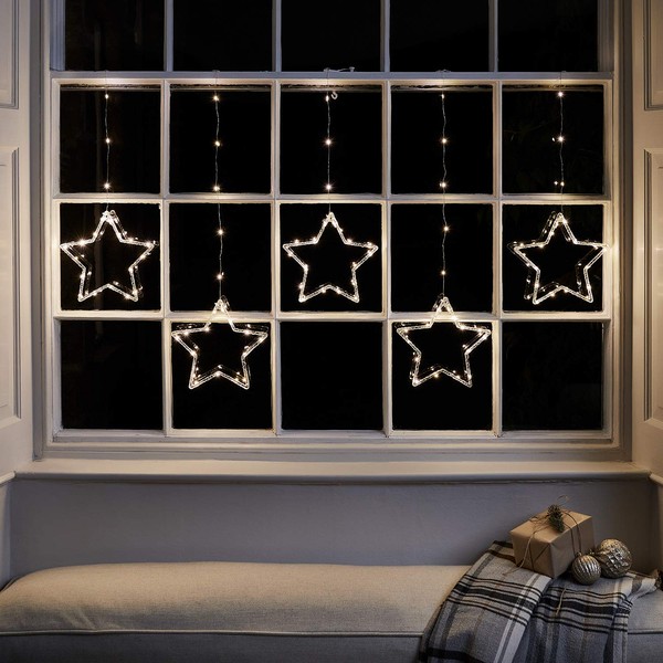Lights4fun Christmas Indoor Star Curtain Window Light Decoration with 100