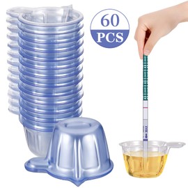 Pinenuts Disposable Urine Cups, 60 Pcs Plastic Urine Collection Cups, 40 ML Urine Specimen Cups for Pregnancy Ovulation Test