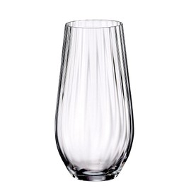 Czech Bohemian Crystal Glass Set of 6 Highball Tumblers 20oz./580ml. Cocktails, Wine, Juice, Water Elegant Optic Design Birthday Wedding Housewarming Anniversary