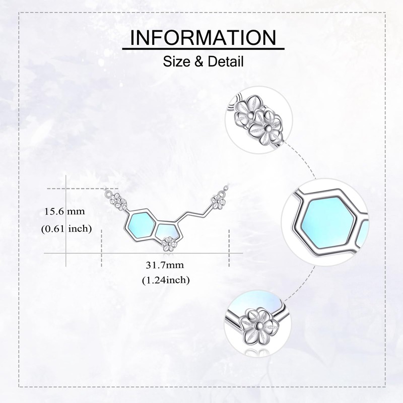 ONEFINITY Serotonin Molecule Necklace For Women 925 Sterling Silver Happiness
