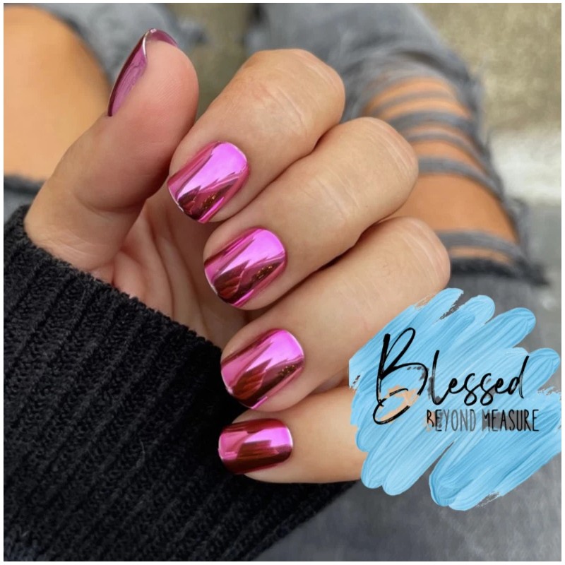 Red Aspen Press 0n Nails~Dance the Night Away, Darby~Pink Chrome~Short