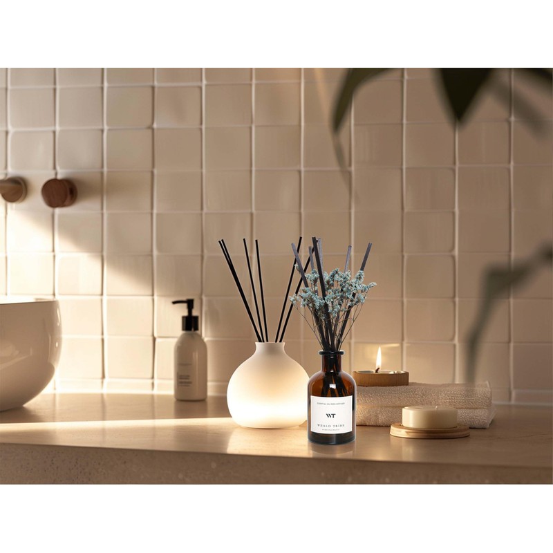 WEALD TRIBE Reed Diffuser Set for Bathroom Decor, Sticks Diffuser