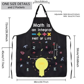 MEIKIUP Math Apron with Pockets Teacher Inspired Gifts Math Is an Integral Part of Life Apron for Mathematics Kitchen Cooking Gifts (Math Apron-UK)