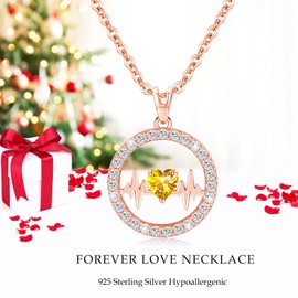 Lavumo Women's 925 Silver Necklace, with Heartbeat Pendant, Jewellery Gift for Her, for Girlfriend, Boyfriend, Mum, for Christmas, Valentine's Day, Wedding Anniversary, Birthday, Sterling Silver,