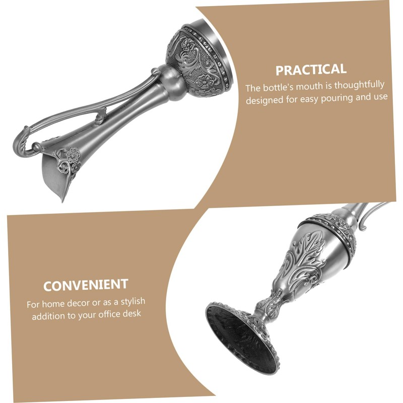 Mobestech Deluxe Silver Plated Decorative Bottle with Artistic Patterns Elegant