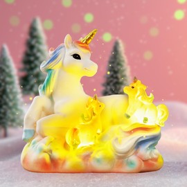 Unicorn Gifts Toys for Girls,Lighted Unicorn Figurine Miniature Resin,Christmas Toys Christmas Stocking Stuffers Kids,Garden Accessories Unicorn Party Decorations