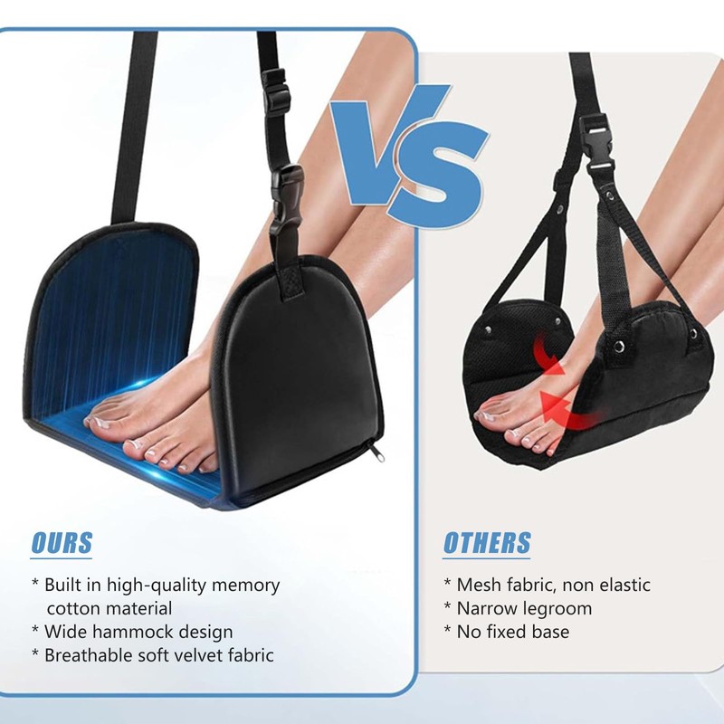 Satiskid Adjustable Foot Hammock for Flight with Removable Support Plate