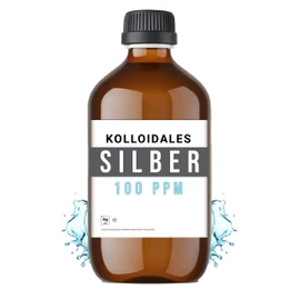 100 ppm Kolloidales Silber - Silberwasser 500 ml - Vegan • Ohne Zusätze • Mit Dosierhilfe