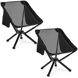 LING RONG 2 Pack Portable Chairs, Camping Chairs Supports 350 Lbs ，Lightweight Folding Chair - Backpacking Chair for Outdoor Camping, Beach, Fishing, Picnic, Lawn, Concert, Hiking, Black
