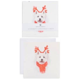 UK Greetings 6 Christmas Cards for Him and Her Cute White Dogs, Pack of 6