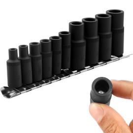 QOOWFEANIG 10Pcs Tap Socket Set 1/4" & 3/8" Drive MCTI Standard Tap Holder Kit with Socket Organizer-Professional Grade Socket Wrench Set for Tight Spaces & Precision Threading