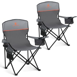 HIGH POINT SPORTS 2 Pack Portable Camping Chair for Adults, Folding Outdoor Camp Chair Lightweight Lawn Chairs Folding Collapsible Chair for Camping, Tailgates, Beach, Gray, Support 225lbs