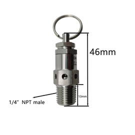 HEZONGSION 1/4" NPT Male Pressure Relief Valve,170psi Set Pressure,Stainless Steel SS304,Adjustable Range 115-175psi