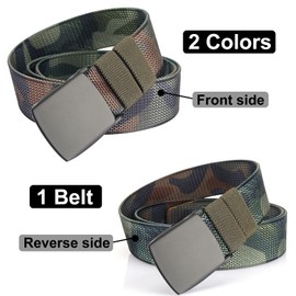 TENINE Belt for Men Women, Men's Belt Reverse Belt Double-Sided Pattern Casual Unisex Tactical Belt Adjustable Metal & YKK Buckles, 1 Belt 2 Colours