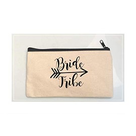 Bride, Bridesmaid Gift Makeup Bag, Custom Canvas Makeup Pouch, Mother of Bride, Maid of Honor Proposal Gift, Wedding Day Bridal Party Accessory, Bachelorette Party Favor (Model 9)