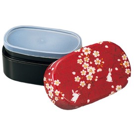 Tatsumiya Sakura Rabbit, Cloth Wrapped Kaga Small Bento Box, Red, Size (W x D x H): Approx. 6.1 x 3.7 x 2.9 inches (15.4 x 9.3 x 7.4 x 50136