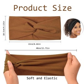 6 Pcs Wide Headbands for Women's Hair, 22×10.5cm Fabric Hair Bands for Women, Yoga Fashion Head Band Hairs, Twisted Knot for Adult Women's Hairr, Hair Bandanas for Women Accessories (Extends to 40 cm)