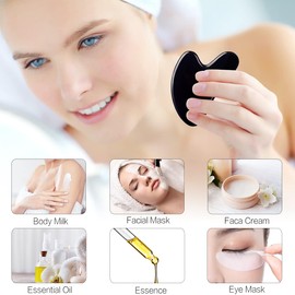 FUANKANG Gua Sha Facial Tools Black Guasha Stone for Skincare Face Body Relieve Muscle Tensions Reduce Puffiness