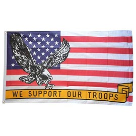 Flaggenfritze® Flag USA with Eagle We Support Our Troops – 90 x 150 cm