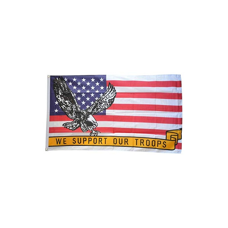 Flaggenfritze® Flag USA with Eagle We Support Our Troops –