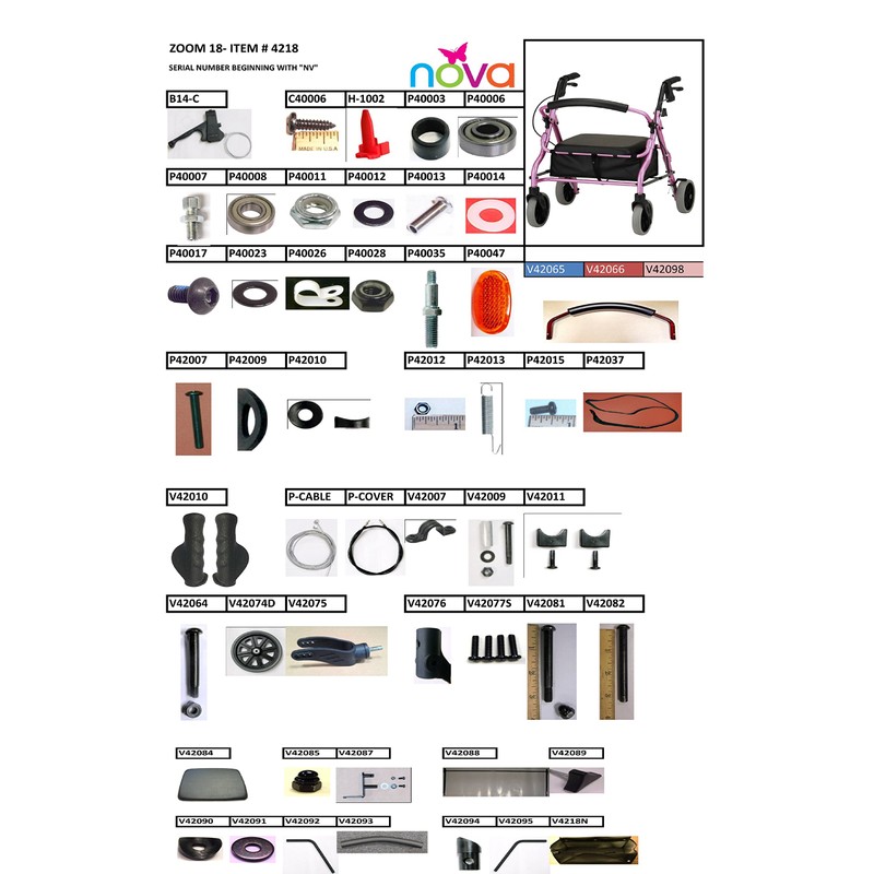 hhs Nova Replacement Parts for GetGo Classic Rollators - V42093