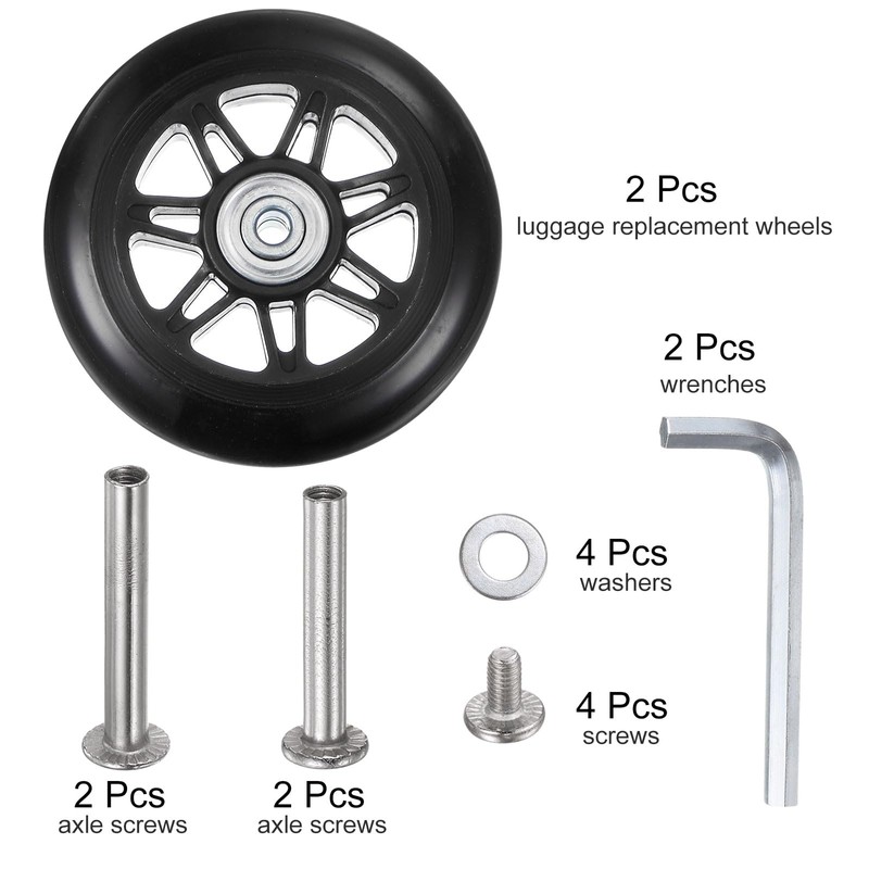 sourcing map Replacement Suitcase Wheels 90 x 24 mm Suitcase