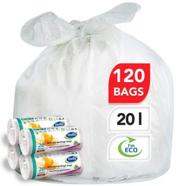 Stella Bin Liners with Ears, 20 Litres, 120 Bin Liners / 4 Rolls of 30 Bags / Rubbish Bags / Super Strong Premium Bags Line