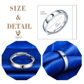 CPSLOVE 925 Sterling Silver Women Couple Ring, Hollow sun and moon Wedding Rings, Adjustable Size, Elegant engagement ring, Diamond open ring