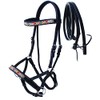 CHALLENGER Horse Western Black Leather Beaded Bitless Padded Sidepull Bridle