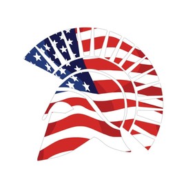 American Flag Spartan Helmet Facing Left- Vinyl Decal for Outdoor Use on Cars, ATV, Boats, Windows and More - Color 11 inch