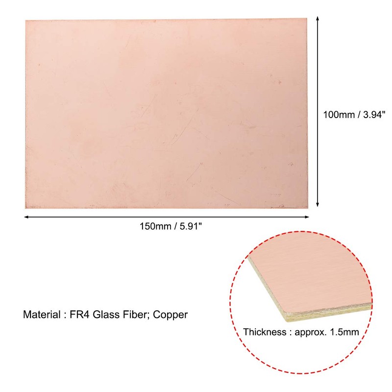 sourcing map Double-Sided Copper-Clad Laminate PCB Circuit Board FR4 150