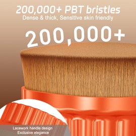 DHGBD Flat Top Kabuki Brush, Foundation Makeup Brush for Face & Bodycare, Dense Makeup Blush Brush for Blending Liquid, Cream, Flawless Powder, Self Tanning Brush with Travel Case (Orange)