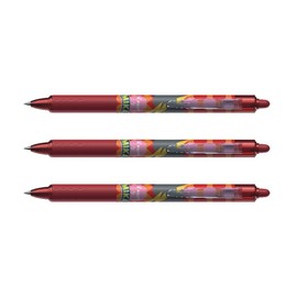 Pilot Mika Limited Edition Frixion Ball Clipper Gel Ink Rollerball Pens Pack of 3 Red
