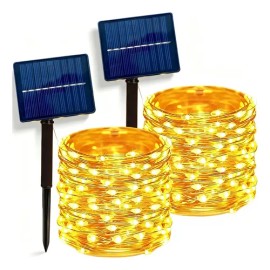 Serie Luces Solares LED 32m 300 Amarillo Cálido IP65 Ideal Exterior ATOZELE