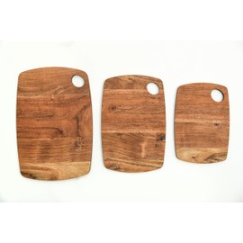 Affinity Decor Cutting Board Series, Acacia Wood Cutting Boards for Kitchen, Wooden Serving Charcuterie Board with Hanging Hole, Organic Wood Board Set of 3, 13.6"x9.1", 11.8"x7.8", 9.6"x6.5"