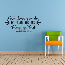 Family Do It All for The Glory of God Inspiring Quote Wall Decal Decoration Whatever You Do Bible Verse 1 Corinthians 10:37 Splash Shape Lasts Years and Easily Removable - Size: 30 in(W) x 15 in(H)