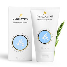 Dermavive Loción hidratante de avena para piel seca y sensible – Avena coloidal equilibrada con pH equilibrado hidratante facial y corporal – Para niños, adolescentes y adultos, 4.1 fl oz (4.05 fl oz)