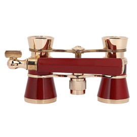 Binocular Opera Glasses Telescope Binoculars 3X25, Mini Theater Glasses Portable with Carry Pocket, Compact Theater Binocular with Adjustable Holding Handle Vintage (Red)