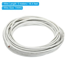 PATIKIL 16.4Ft 7AWG High Temperature Wire, -60-350 Degrees Celsius Mica Glass Fiber Electronic Wire Insulated Heat Resistant Electronical Flexible Cable for Lamp Boiler Heater, White
