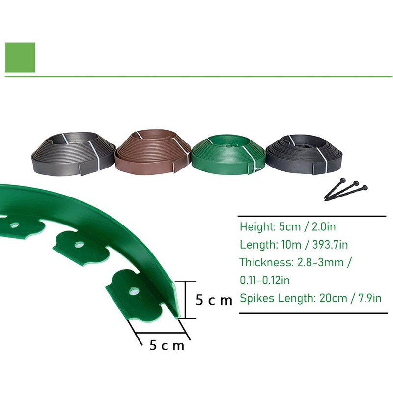 GOTOTOP Borde de Jardín de PE 5m con 15pcs Clavos