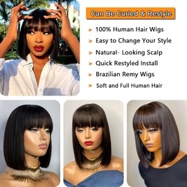 Bob Perücke Echthaar 180 Dichte Dicke Kurze Bob Perücken für schwarze Frauen menschliches Haar 30,5 cm voll Maschine macht es einfach, kurze Perücken für Frauen zu passen