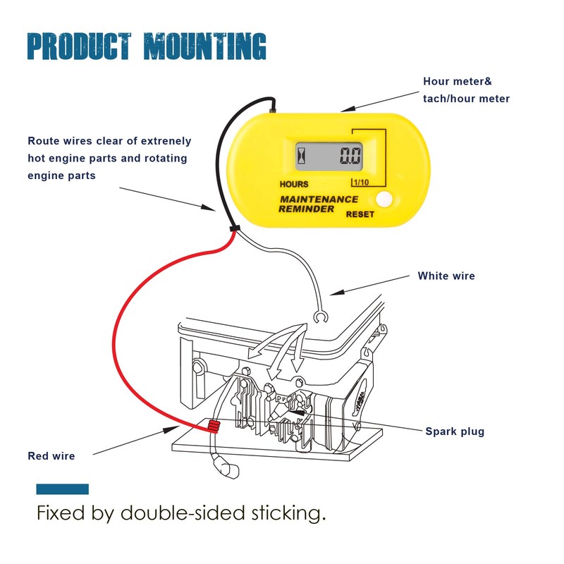 Yooreal Digital Hour Meter, Resettable Hours for Garden Tractor Brush