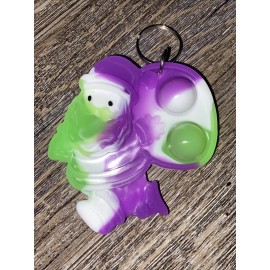 Santa Christmas Pop It Fidget Backpack Bag Keychain 2 1/2 Purple Green Tie Dye