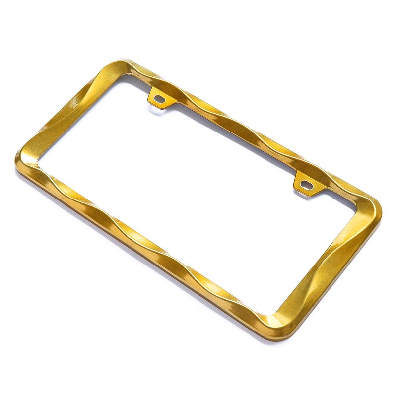 Sgooky 3D Curly Wave Pattern License Plate Holder Chrome License