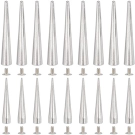 GORGECRAFT Set of 30 2 Sizes 54 mm 38 mm Large Silver Spikes and Rivets Metallic Cone Punk Metal Tree Rivets Screw Rivets Screw-On Cone Long Copper Ball Rivets for Rock Leather Clothing